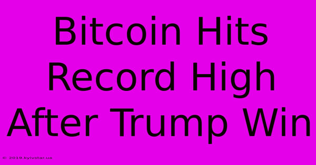 Bitcoin Hits Record High After Trump Win