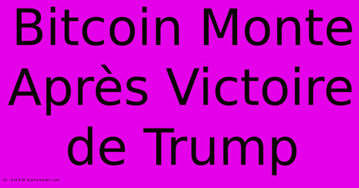 Bitcoin Monte Après Victoire De Trump