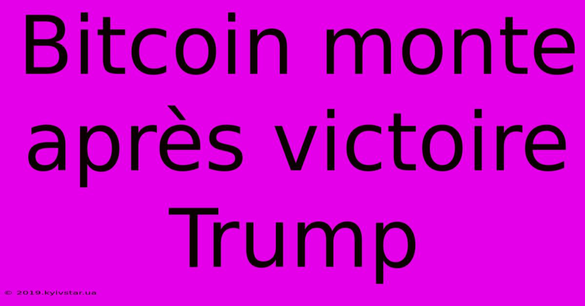 Bitcoin Monte Après Victoire Trump