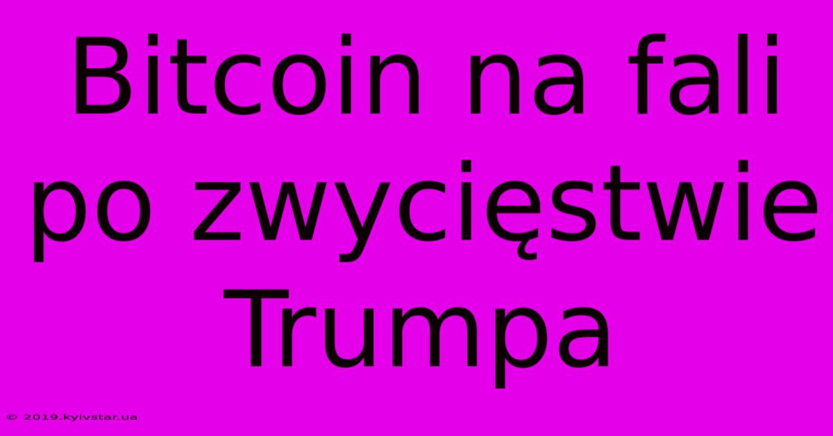 Bitcoin Na Fali Po Zwycięstwie Trumpa 