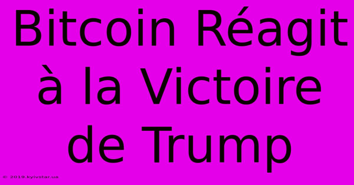 Bitcoin Réagit À La Victoire De Trump 