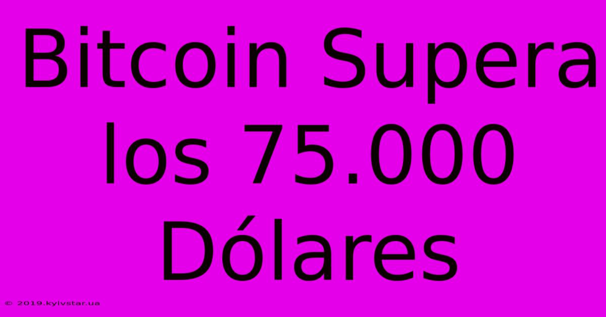 Bitcoin Supera Los 75.000 Dólares 