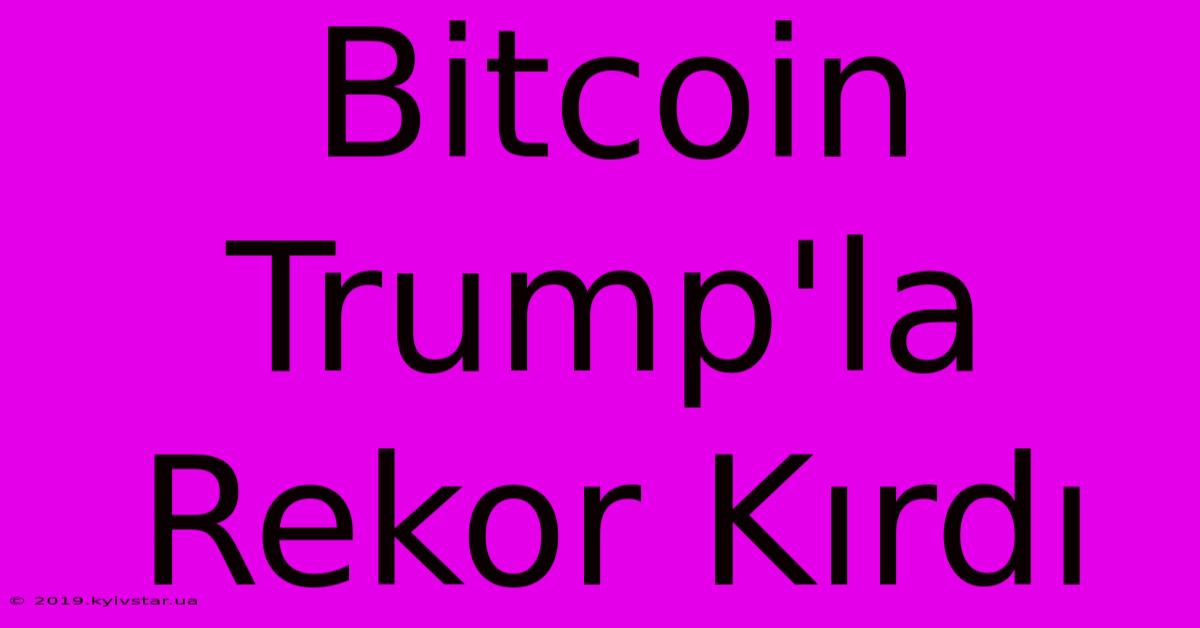 Bitcoin Trump'la Rekor Kırdı