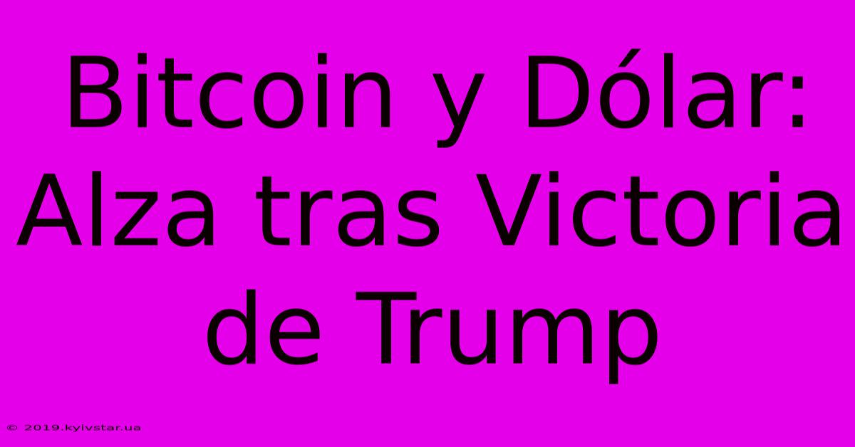 Bitcoin Y Dólar: Alza Tras Victoria De Trump