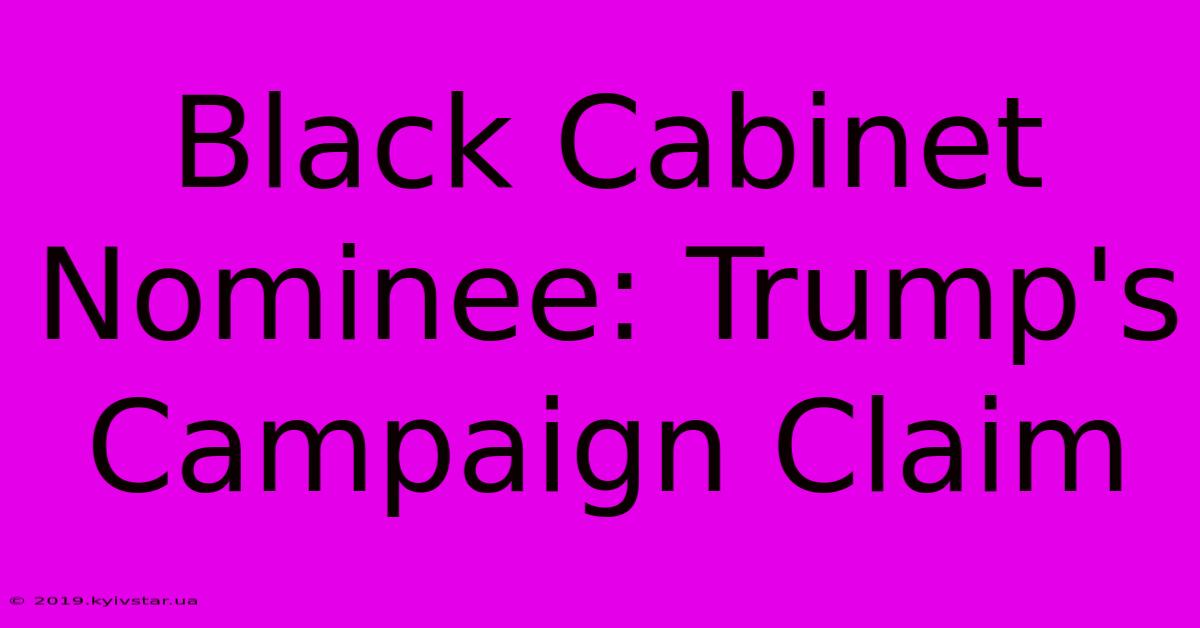 Black Cabinet Nominee: Trump's Campaign Claim