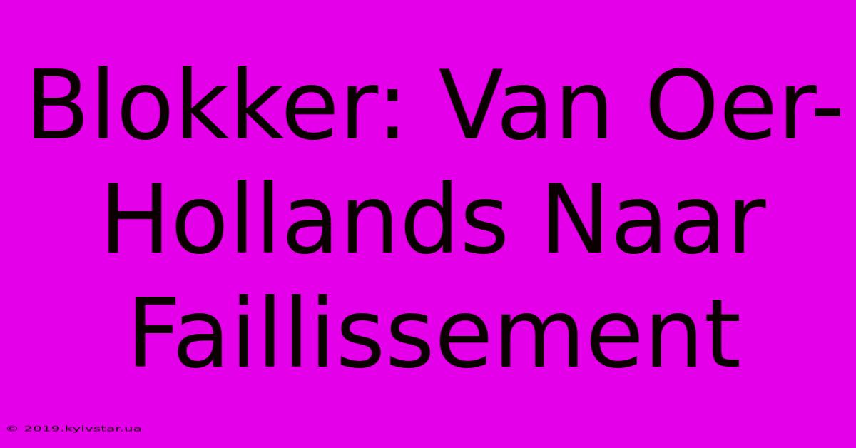 Blokker: Van Oer-Hollands Naar Faillissement