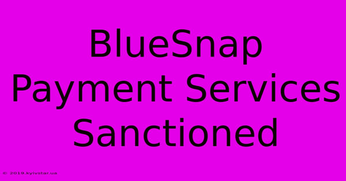 BlueSnap Payment Services Sanctioned