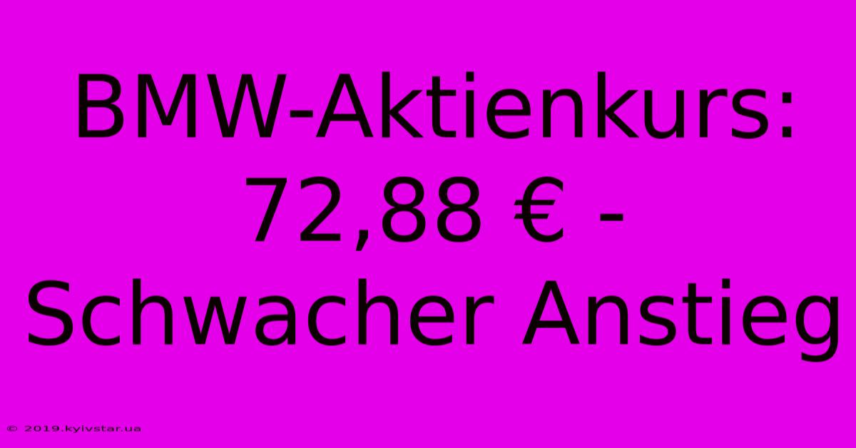 BMW-Aktienkurs:  72,88 € -  Schwacher Anstieg