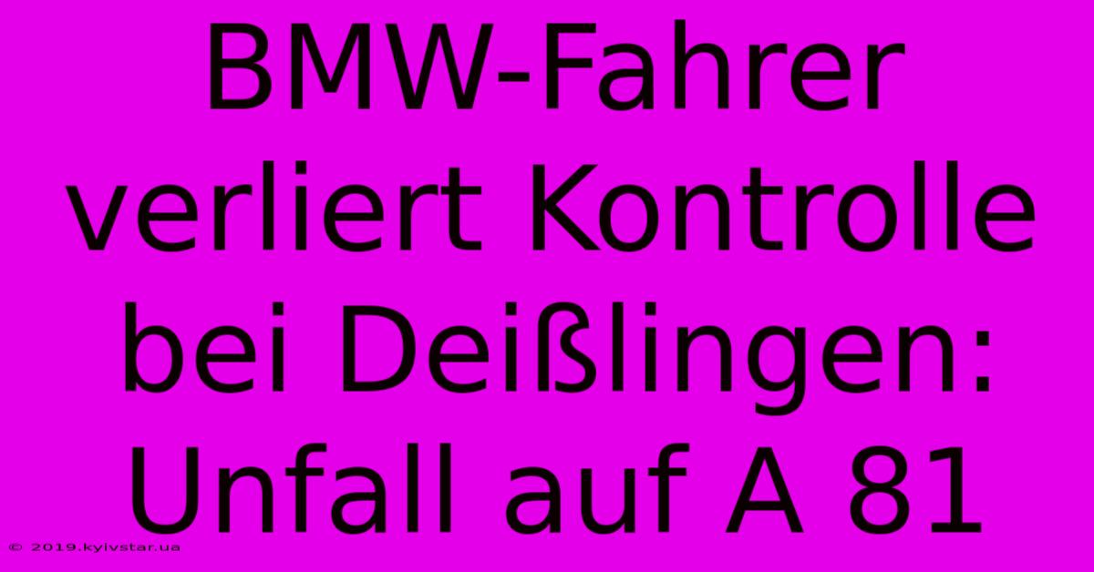 BMW-Fahrer Verliert Kontrolle Bei Deißlingen: Unfall Auf A 81