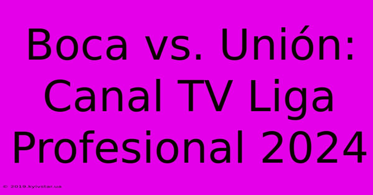 Boca Vs. Unión: Canal TV Liga Profesional 2024