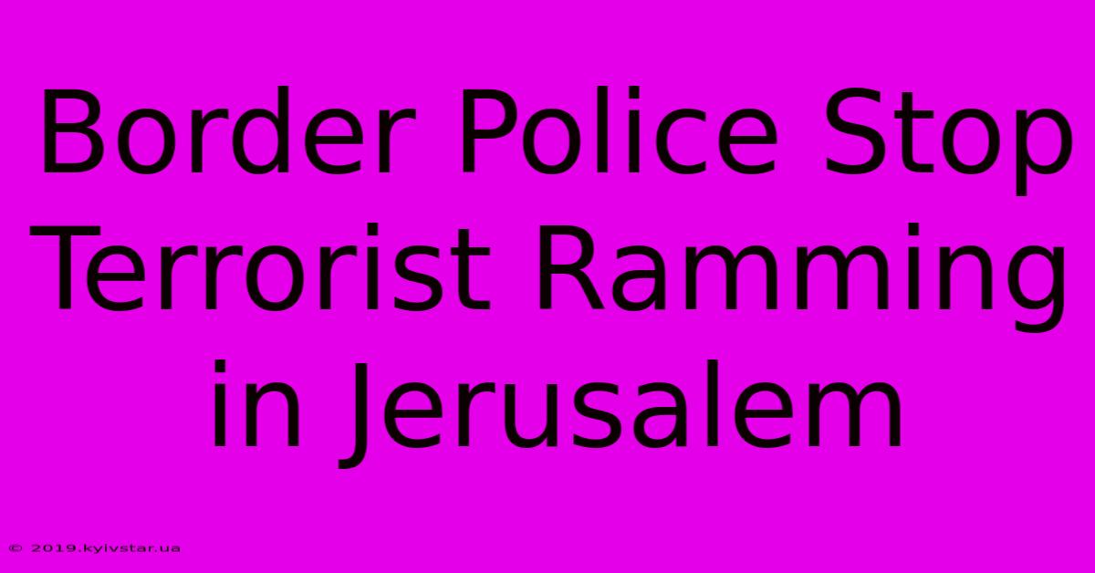 Border Police Stop Terrorist Ramming In Jerusalem