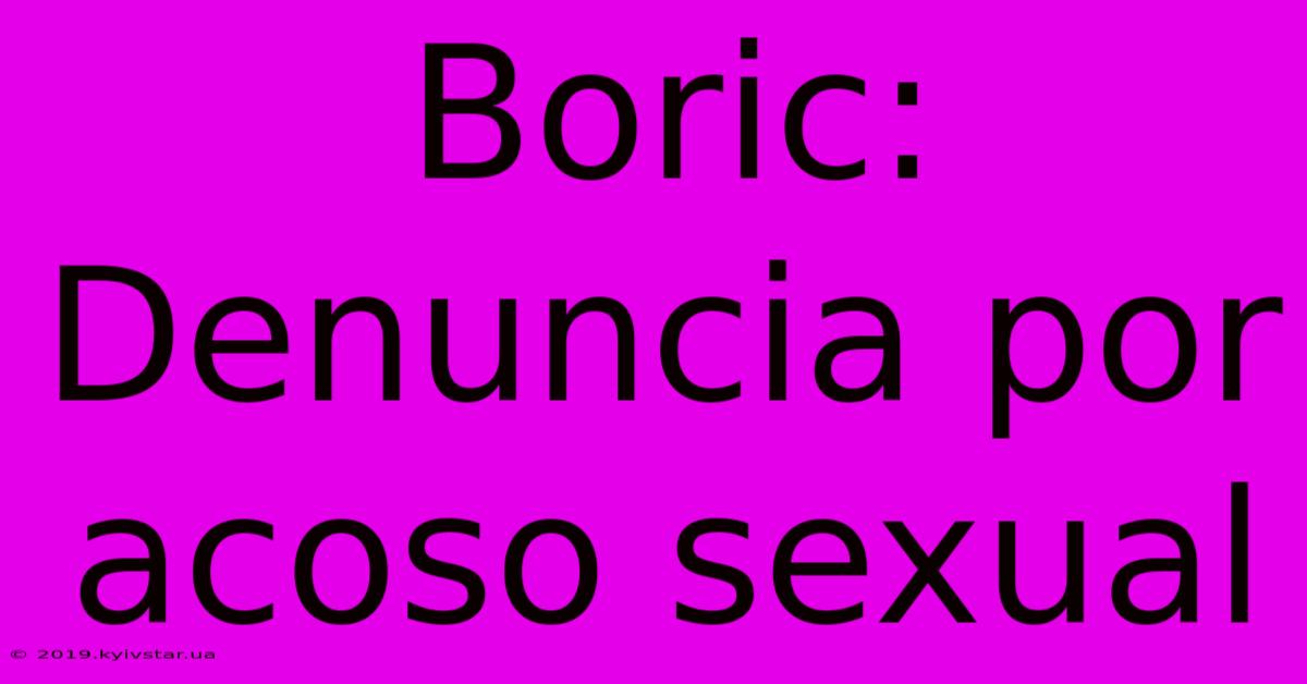 Boric: Denuncia Por Acoso Sexual