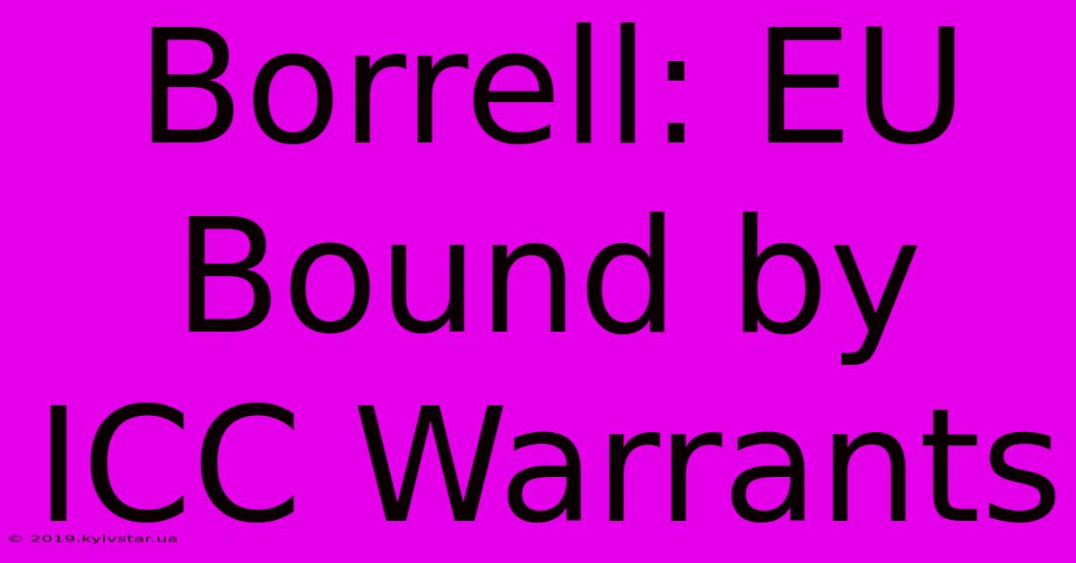 Borrell: EU Bound By ICC Warrants