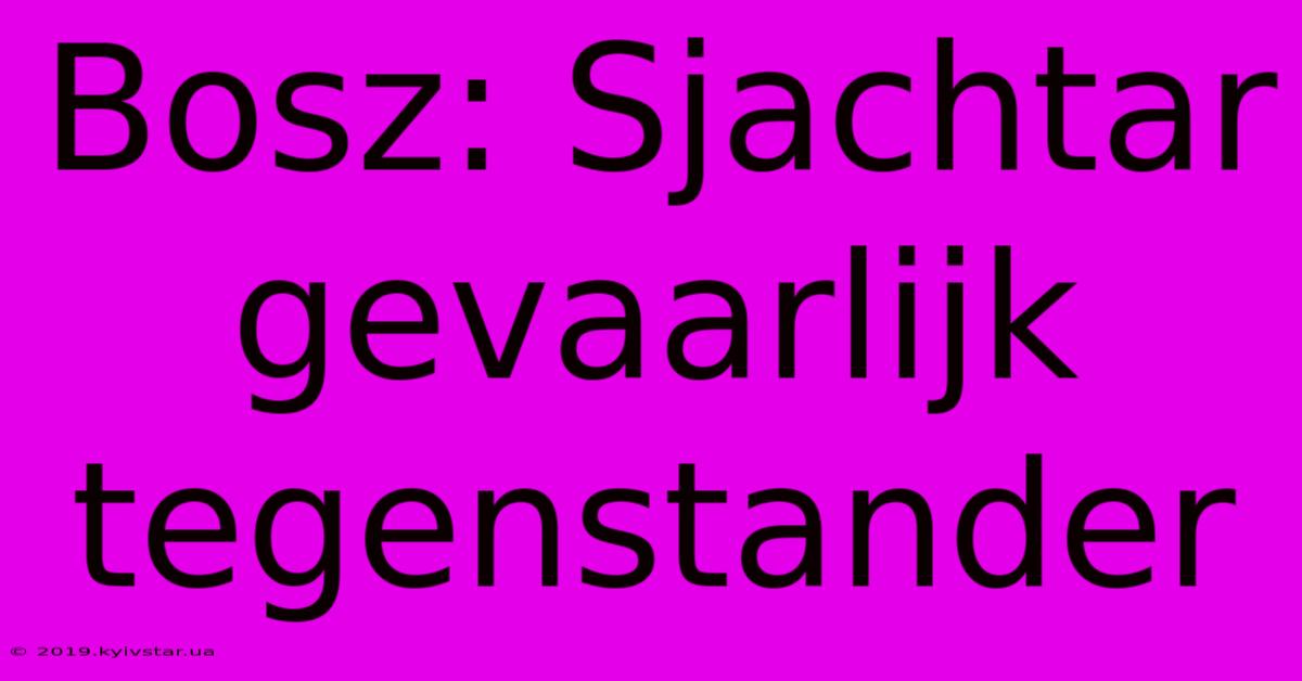 Bosz: Sjachtar Gevaarlijk Tegenstander