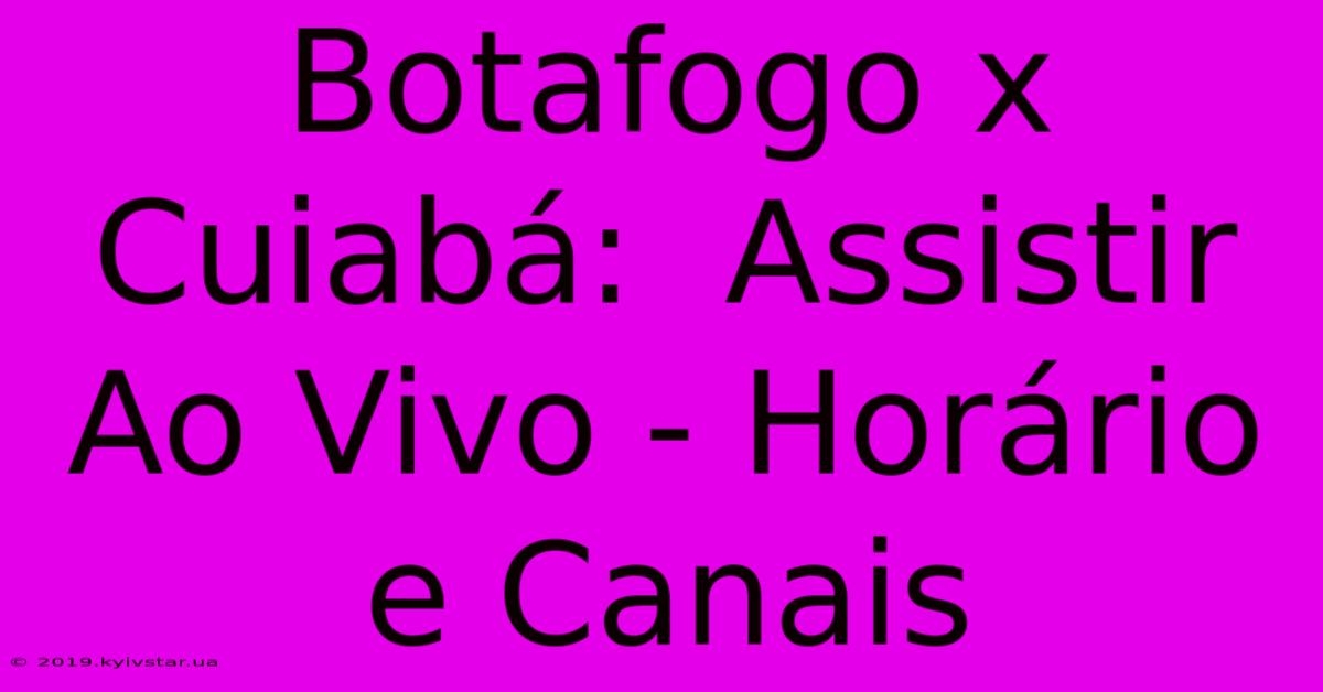 Botafogo X Cuiabá:  Assistir Ao Vivo - Horário E Canais