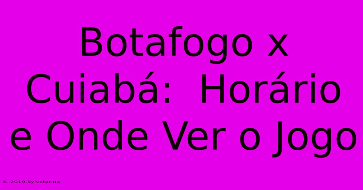 Botafogo X Cuiabá:  Horário E Onde Ver O Jogo