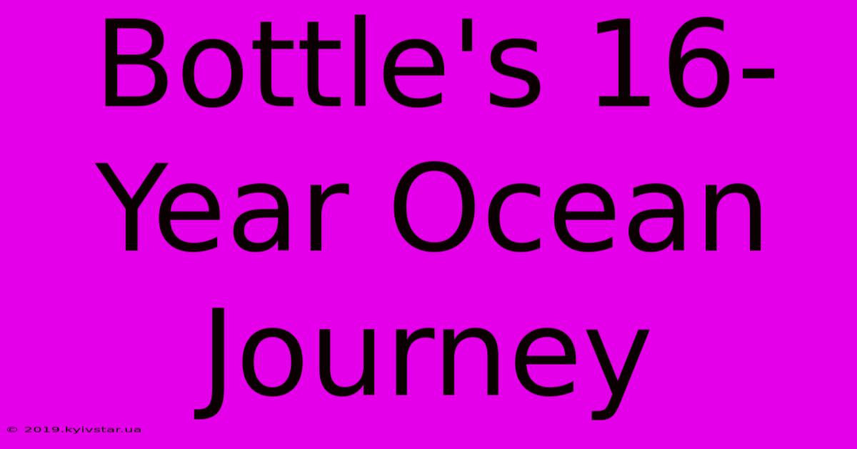 Bottle's 16-Year Ocean Journey