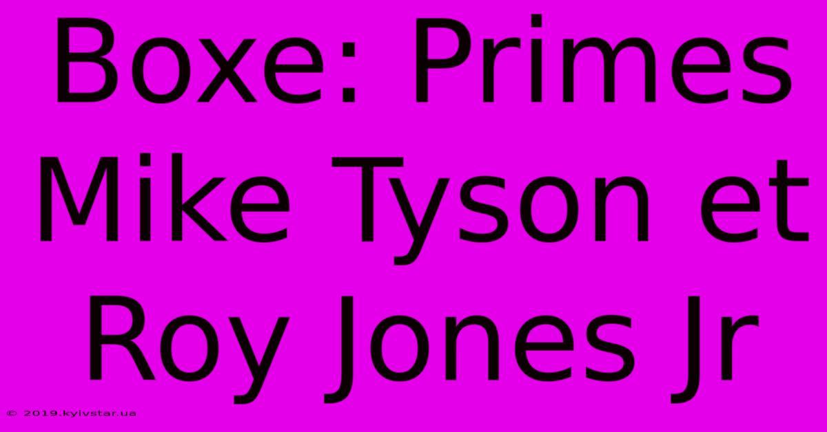 Boxe: Primes Mike Tyson Et Roy Jones Jr