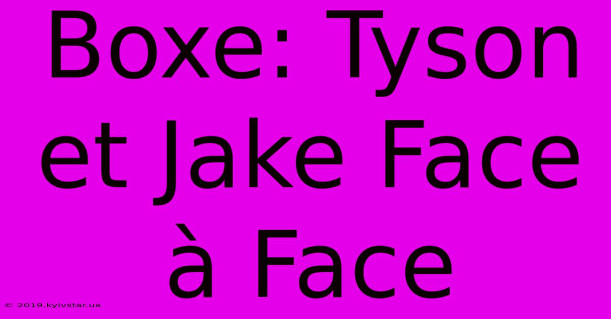 Boxe: Tyson Et Jake Face À Face