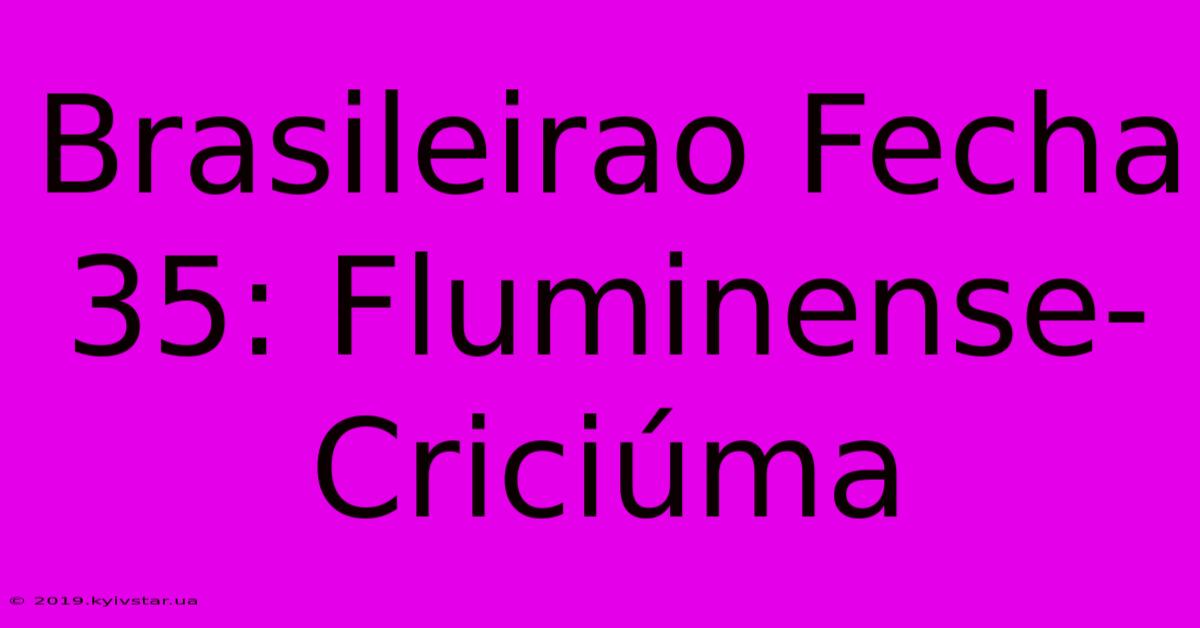 Brasileirao Fecha 35: Fluminense-Criciúma