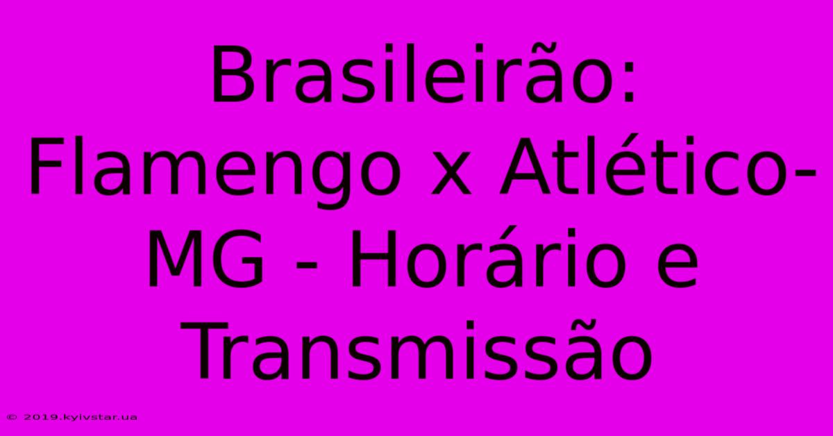 Brasileirão: Flamengo X Atlético-MG - Horário E Transmissão