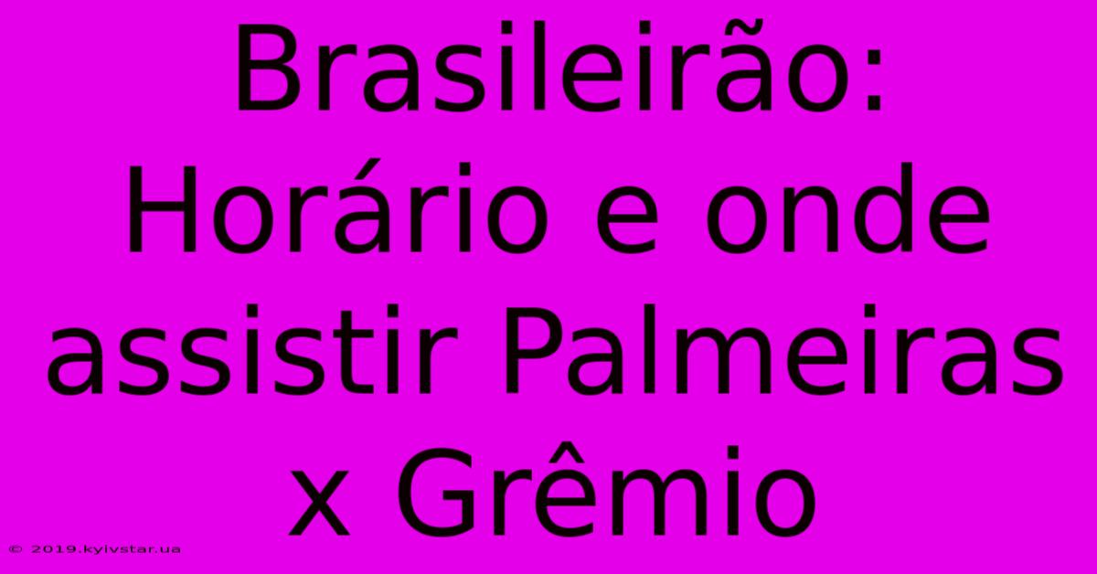 Brasileirão: Horário E Onde Assistir Palmeiras X Grêmio 