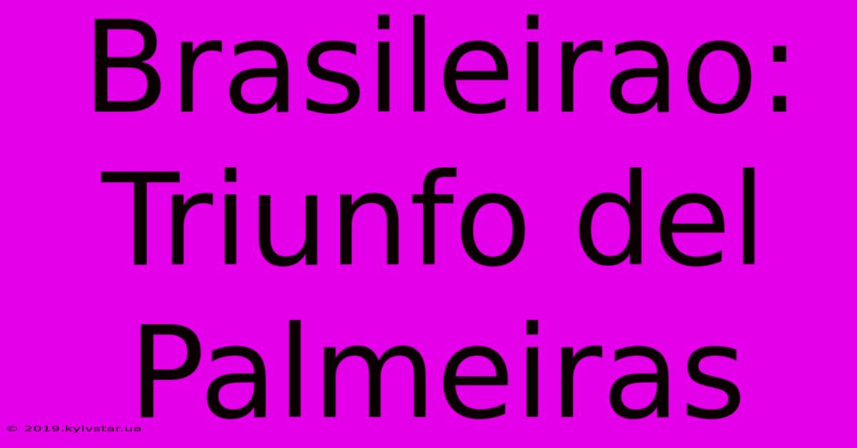 Brasileirao: Triunfo Del Palmeiras