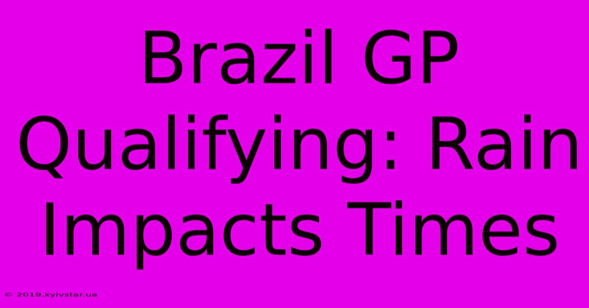 Brazil GP Qualifying: Rain Impacts Times