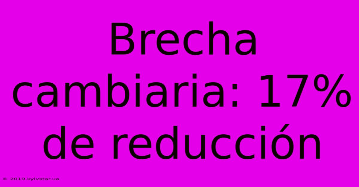 Brecha Cambiaria: 17% De Reducción