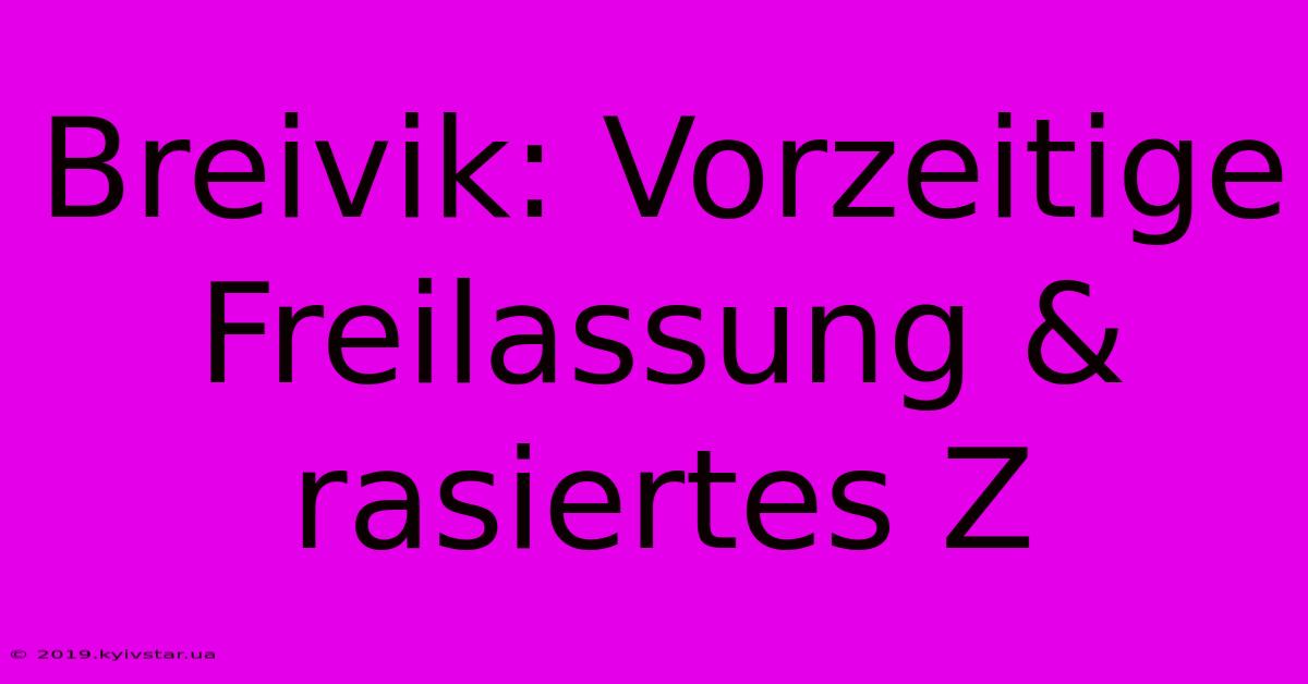 Breivik: Vorzeitige Freilassung & Rasiertes Z