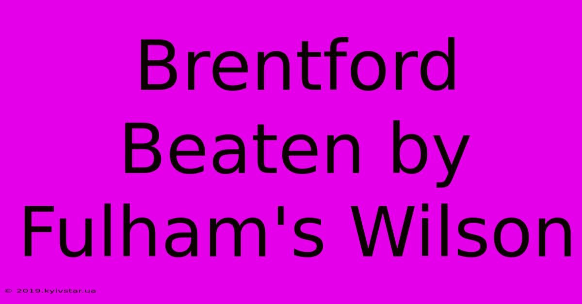 Brentford Beaten By Fulham's Wilson 