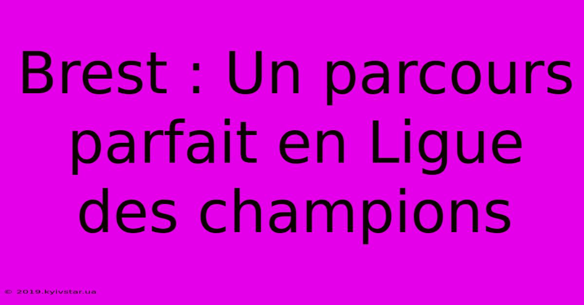 Brest : Un Parcours Parfait En Ligue Des Champions