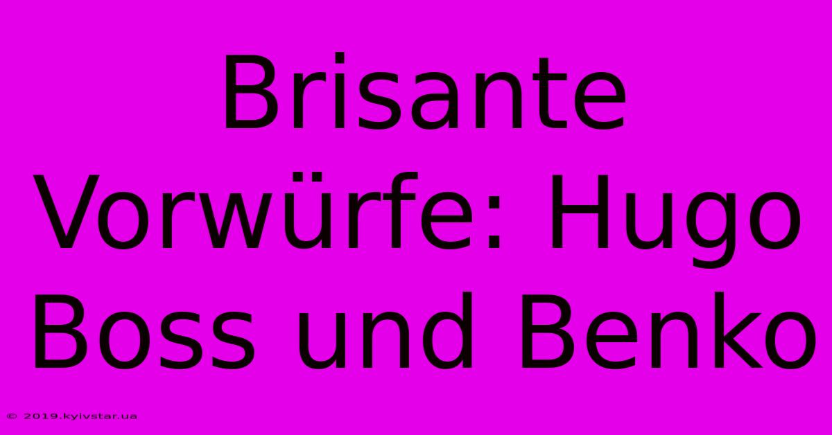 Brisante Vorwürfe: Hugo Boss Und Benko