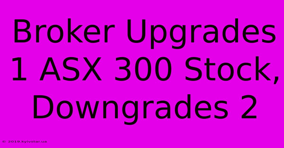 Broker Upgrades 1 ASX 300 Stock, Downgrades 2