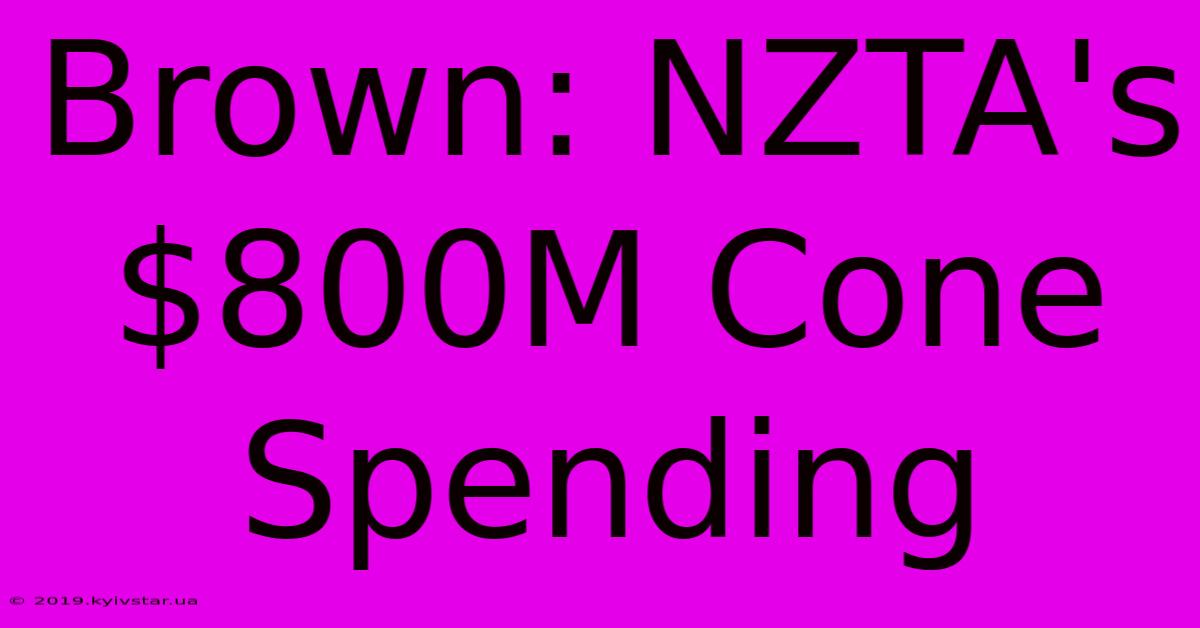 Brown: NZTA's $800M Cone Spending