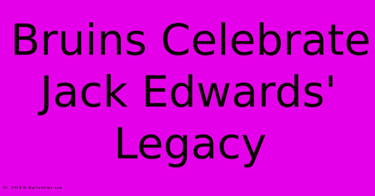 Bruins Celebrate Jack Edwards' Legacy