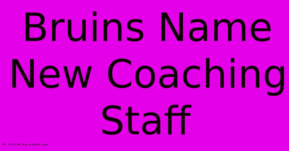 Bruins Name New Coaching Staff