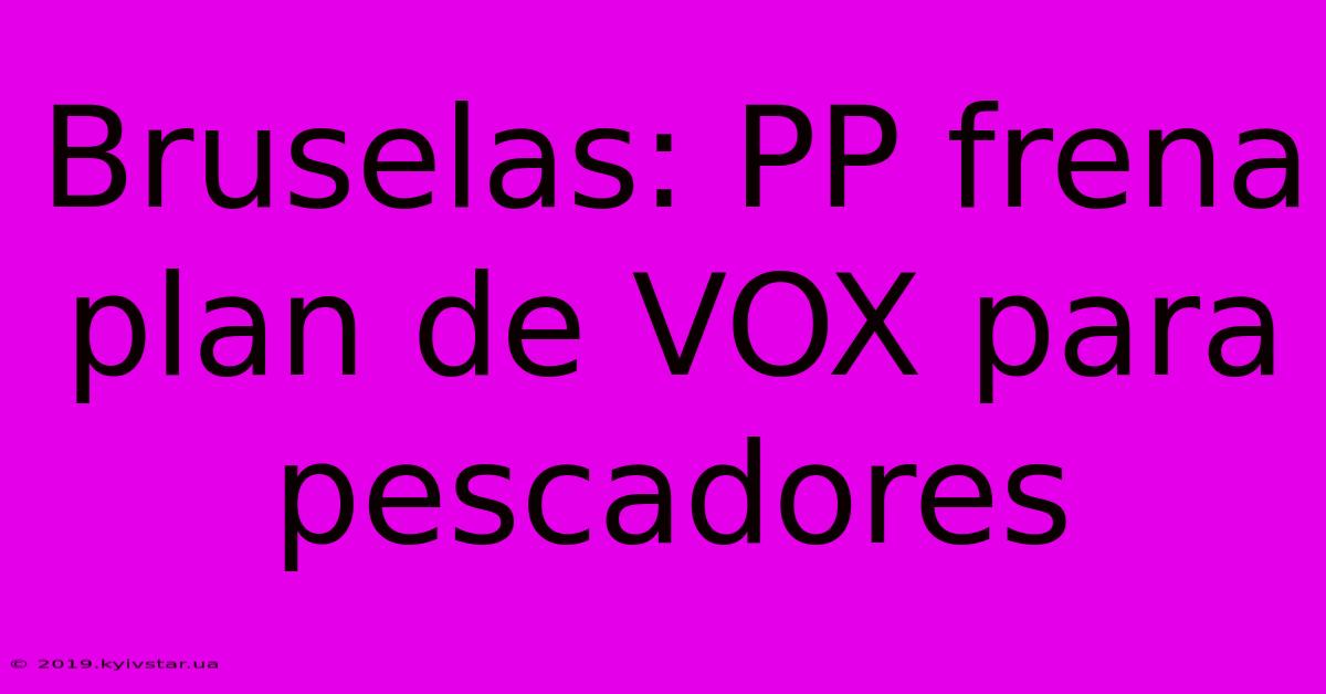 Bruselas: PP Frena Plan De VOX Para Pescadores