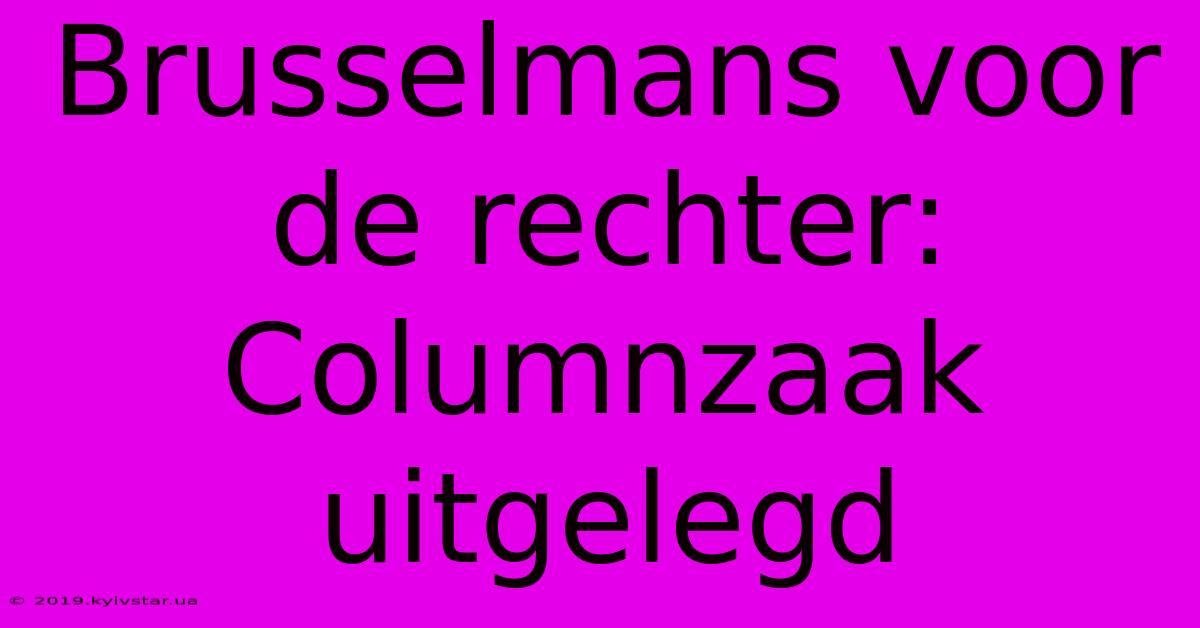 Brusselmans Voor De Rechter: Columnzaak Uitgelegd