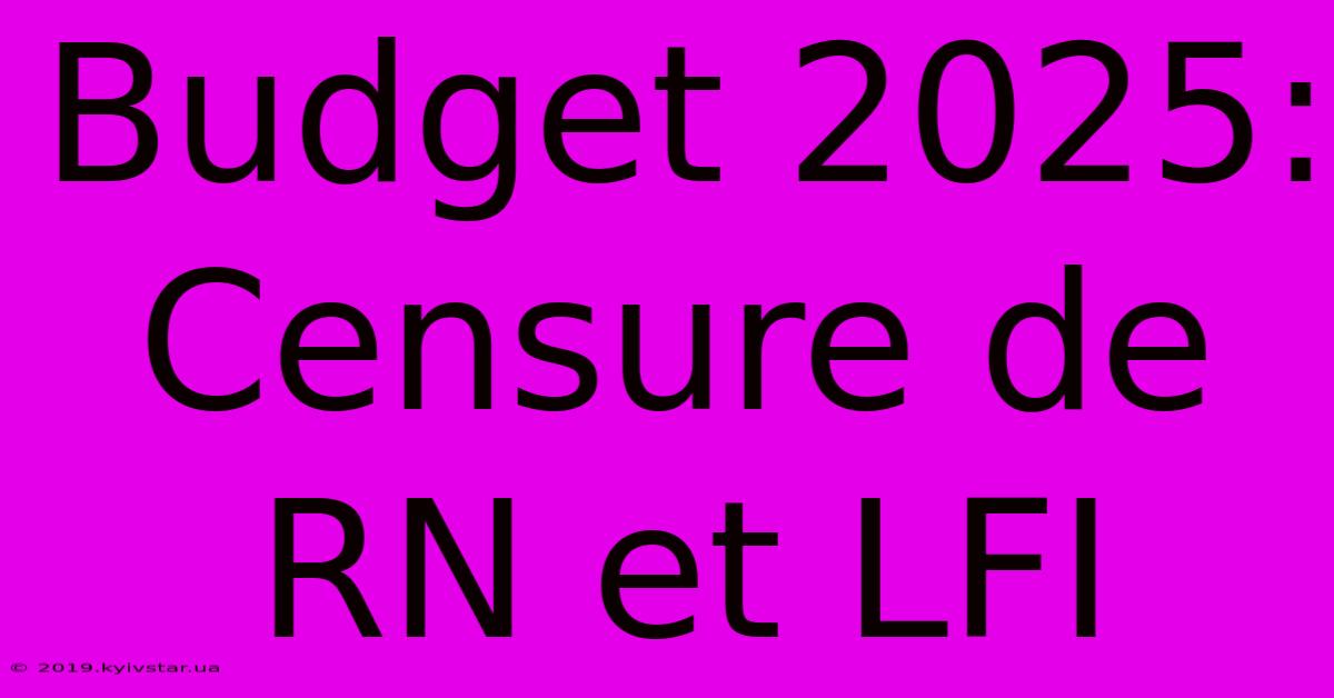 Budget 2025: Censure De RN Et LFI