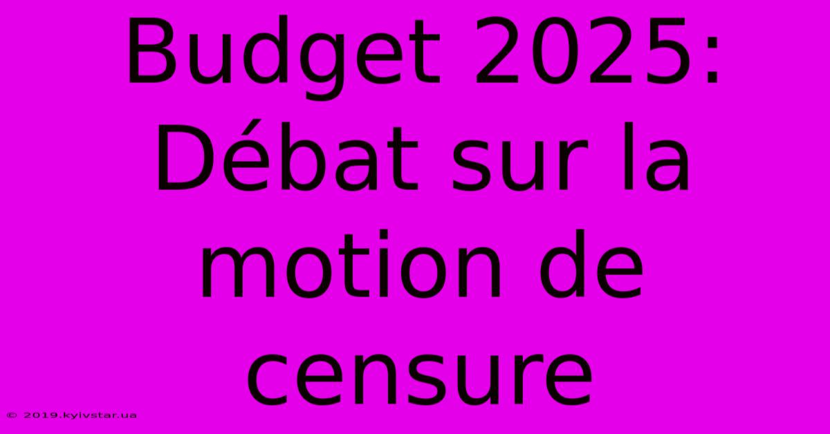 Budget 2025: Débat Sur La Motion De Censure