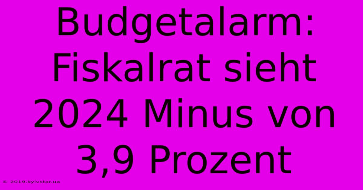 Budgetalarm: Fiskalrat Sieht 2024 Minus Von 3,9 Prozent 