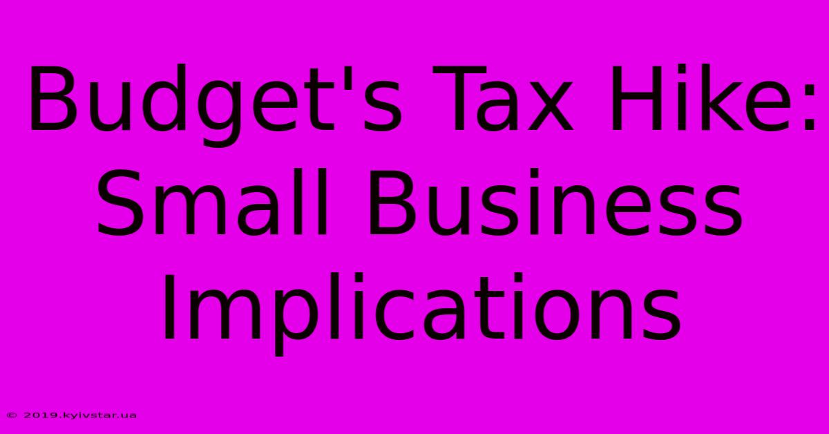 Budget's Tax Hike: Small Business Implications