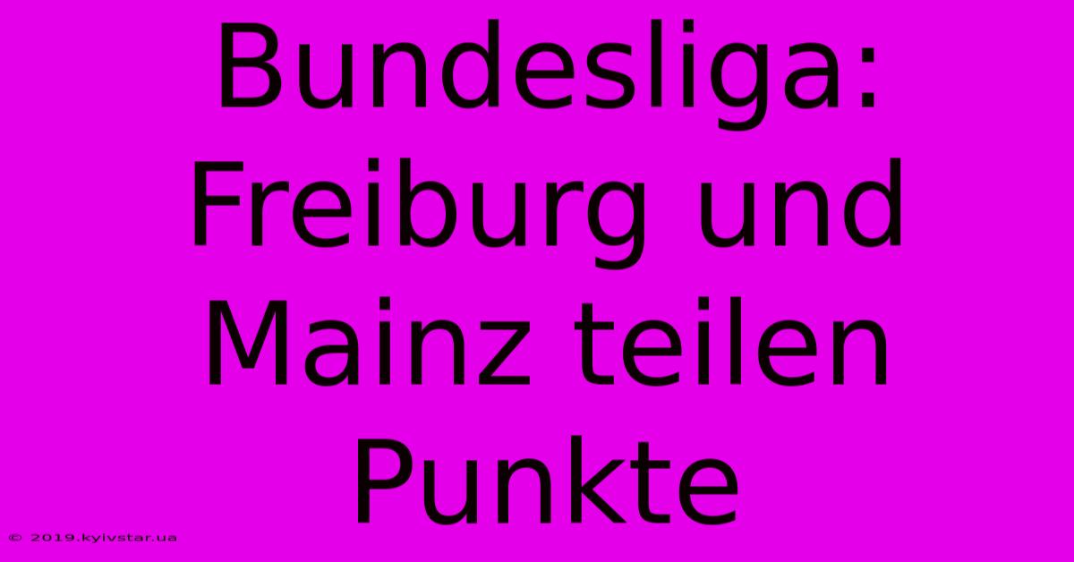 Bundesliga: Freiburg Und Mainz Teilen Punkte