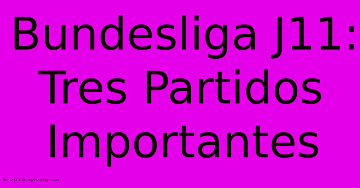 Bundesliga J11: Tres Partidos Importantes