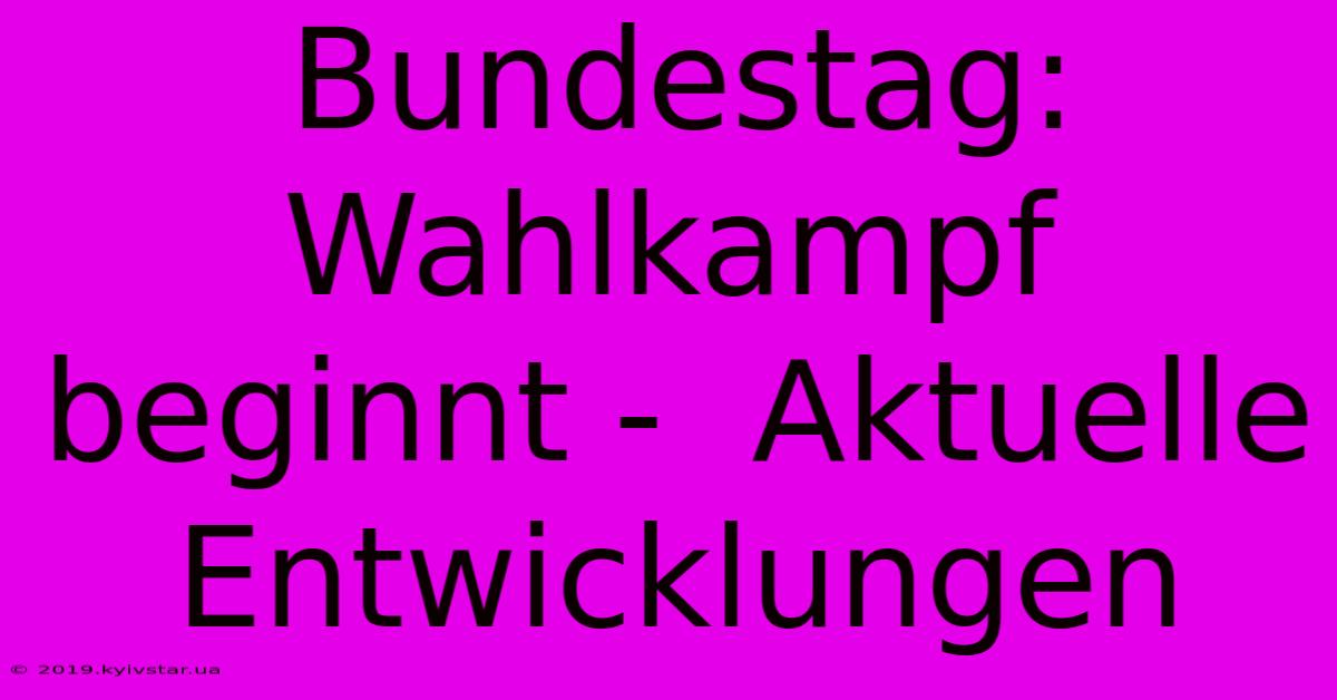 Bundestag: Wahlkampf Beginnt -  Aktuelle Entwicklungen 