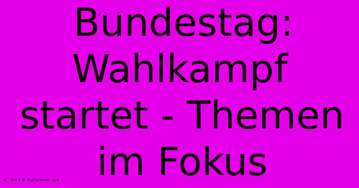 Bundestag: Wahlkampf Startet - Themen Im Fokus