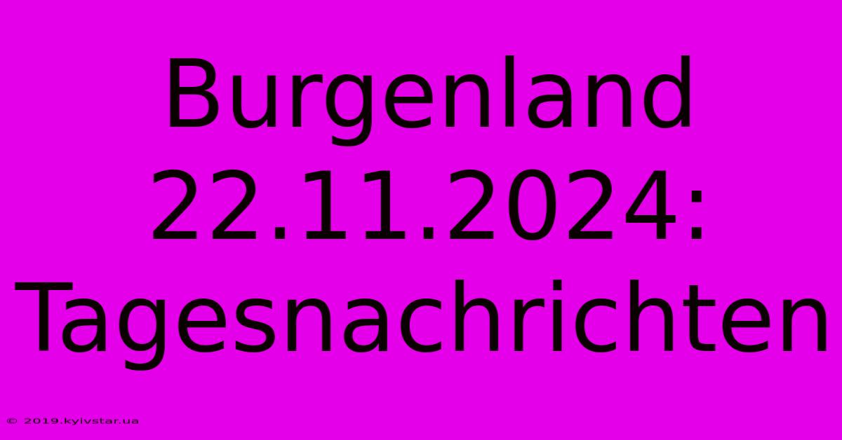 Burgenland 22.11.2024: Tagesnachrichten