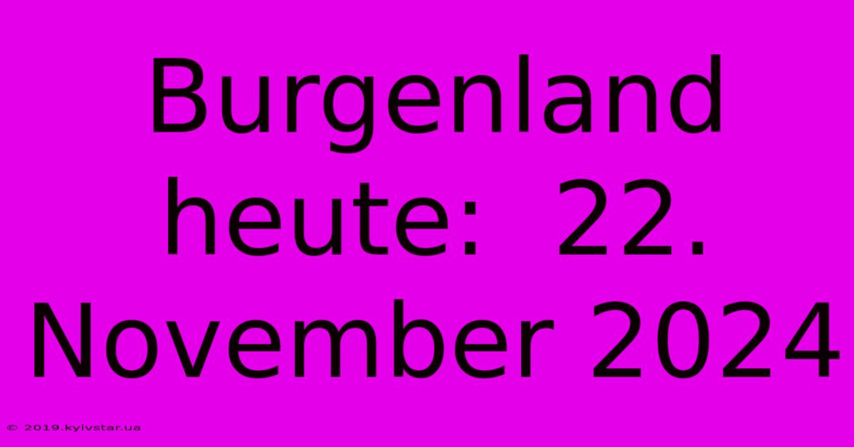 Burgenland Heute:  22. November 2024