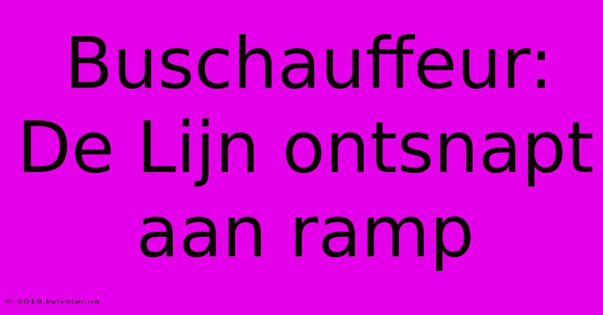 Buschauffeur: De Lijn Ontsnapt Aan Ramp